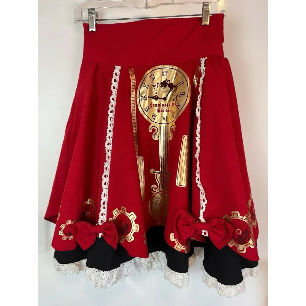 Lolita Dress 3 Piece Red Corset Pleated Skirt  Size 12 Renaissance Whimsigoth - Picture 5 of 10